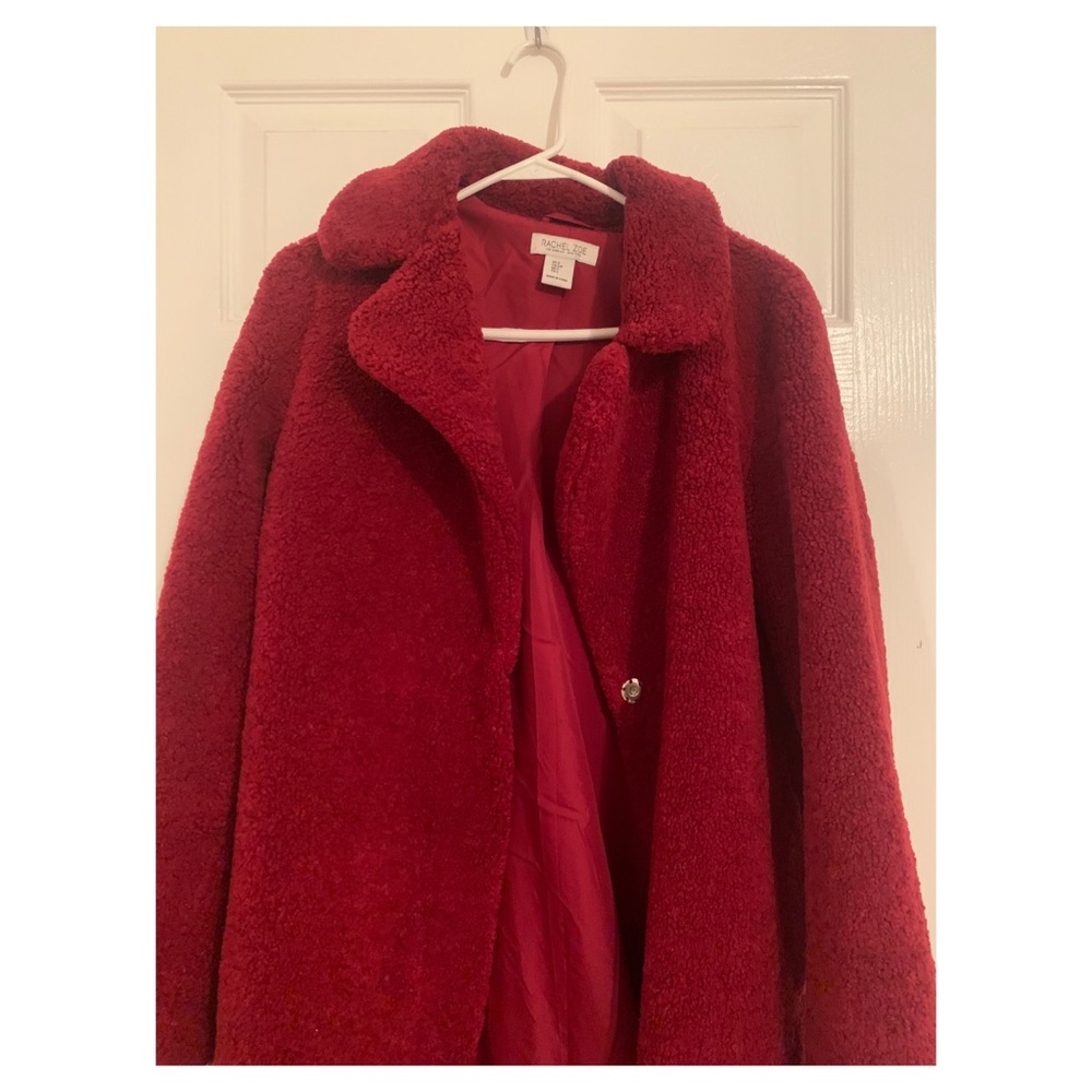 Rachel Zoe Long Red Teddy Bear Coat